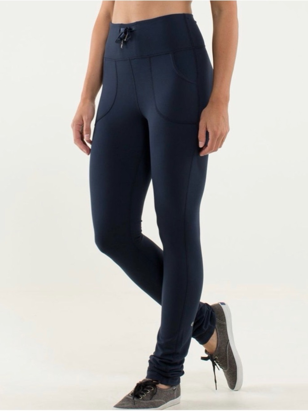 Women's Navy Drawstring Active Leggings